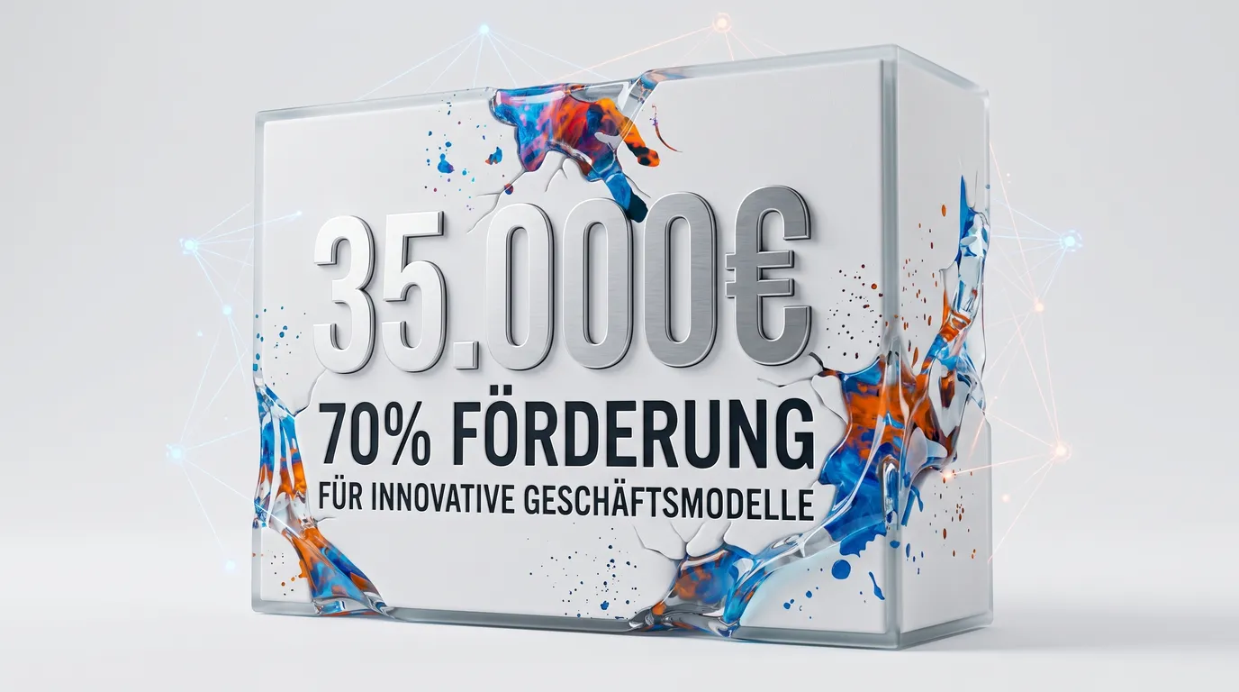 35.000 Euro und 70 Prozent Förderung für innovative Geschäftsmodelle, Kampagnenmotiv zum Go-to-Market Gutschein